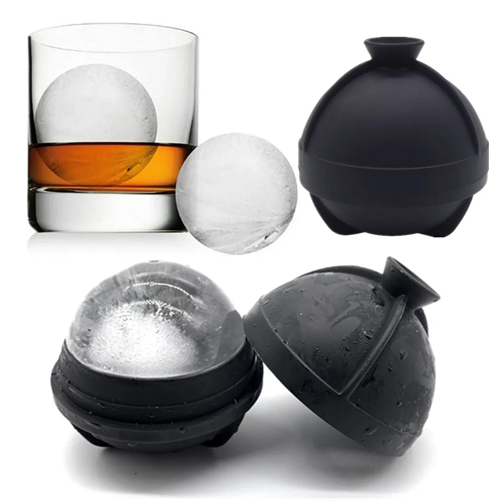 

Factory Custom BPA free 2.5 inch Reusable Large Whiskey Sphere Ice Ball Maker Easy Release Round Ice Cube Mold, Black available, suport customized colors