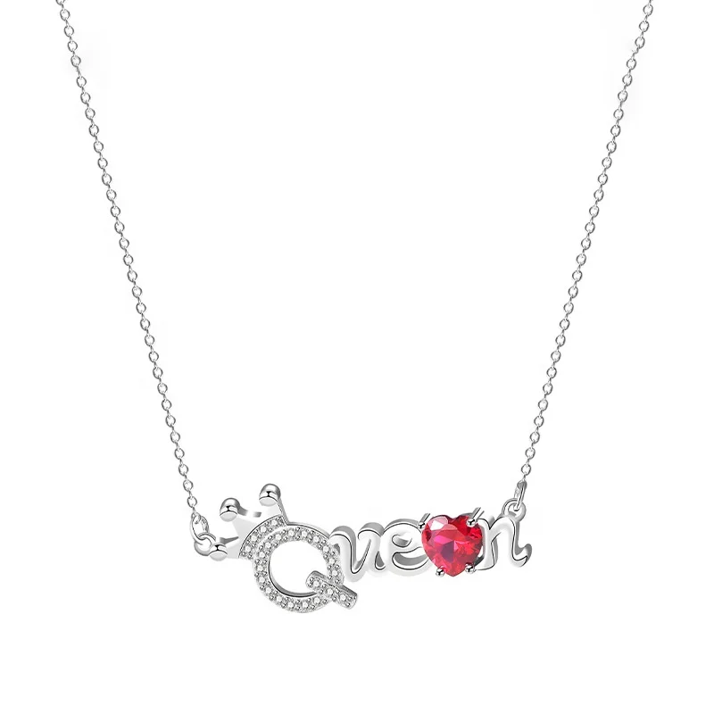

Ruby Gemstone Jewelry Lovely Women 925 Sterling Silver Queen Necklace, Red