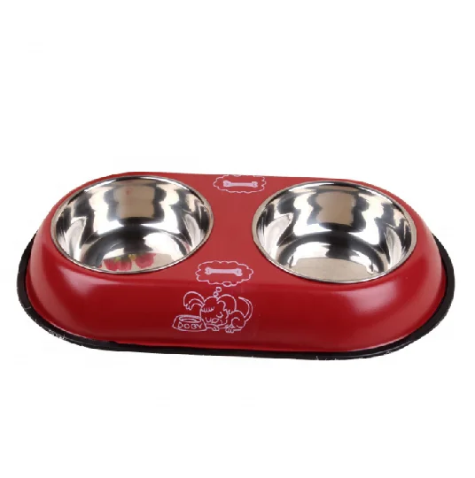 

Stainless Steel Multifunction Pet Bowl Detachable Washable Pet Bowl Durable Thicken Double Pet Bowl, Red/beige/orange/pink/black/blue