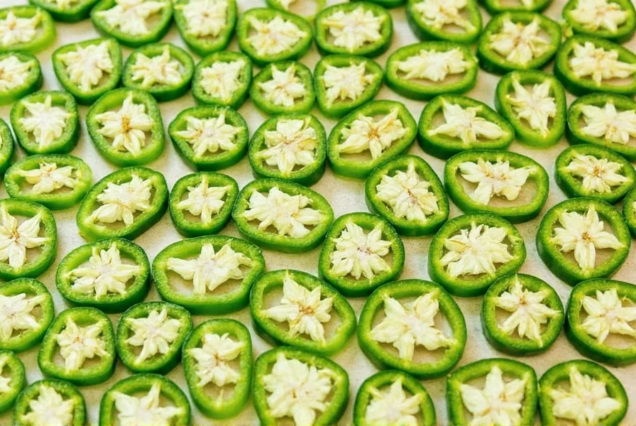Jalapeño slices in oven on baking sheet