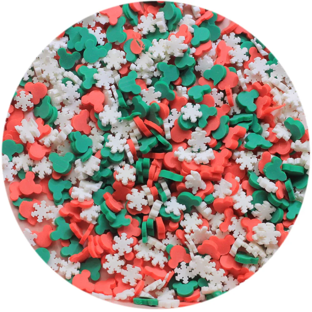 

Hot Sale 5mm Mouse Heads Polymer Clay Mix Sprinkles Snowflake Slice for Christmas New Year Embellishment Nail Accessories