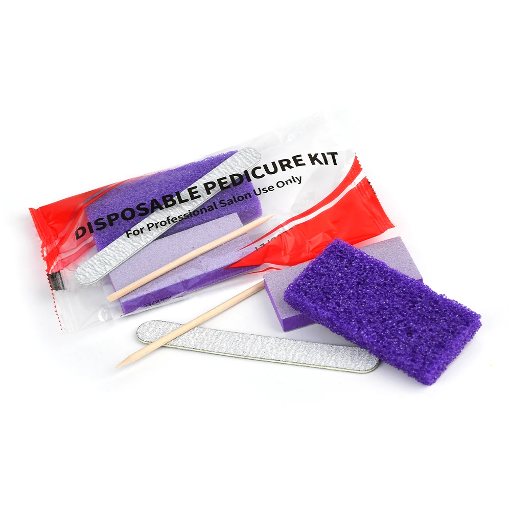 

200Sets/Case 4PCS Purple Yellow Disposable Manicure Pedicure Set Pedi Kit For Nail Salon
