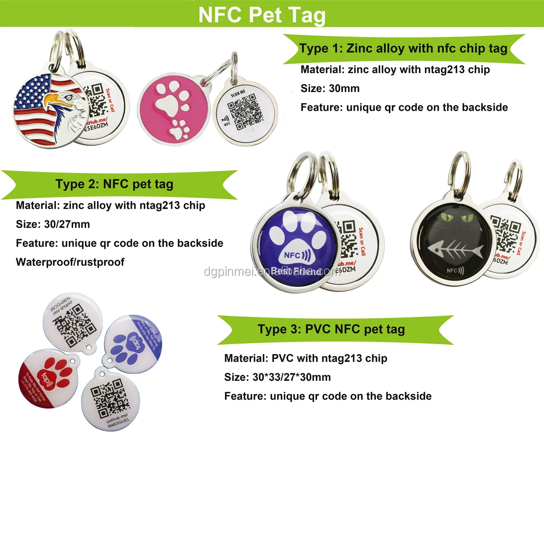 Qr Code Nfc Pet Tag Tracking Dog Tag Epoxy Rfid Tags With Blister Card