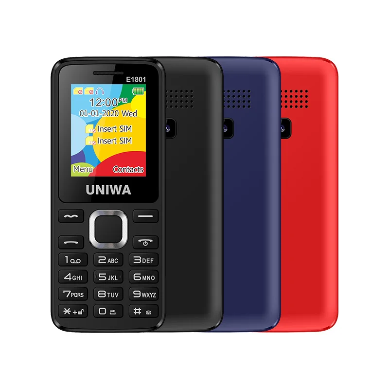 

UNIWA E1801 Big Keyboard Big Battery Dual SIM Card 2G Elder Feature Cell Phone, Black