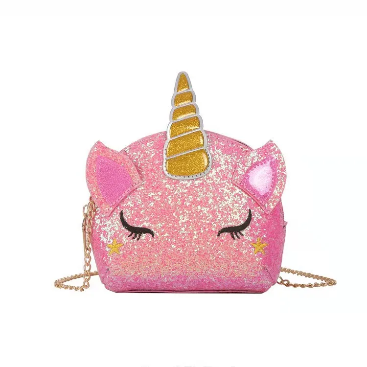 

Korean cute unicorn kids girls purses sequined children's shoulder bag mobile coin purse mini crossbody bag
