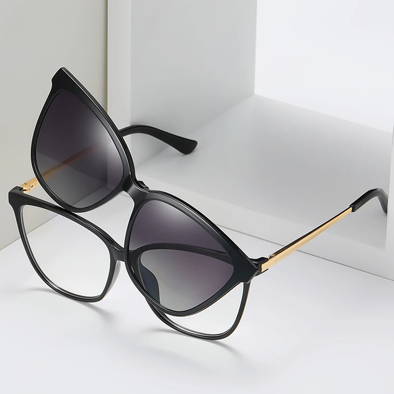 

95655 New Women Anti Blue Light TR90 Optical glasses Clip On Glasses Set Polarized Lens Myopia Optical Frames