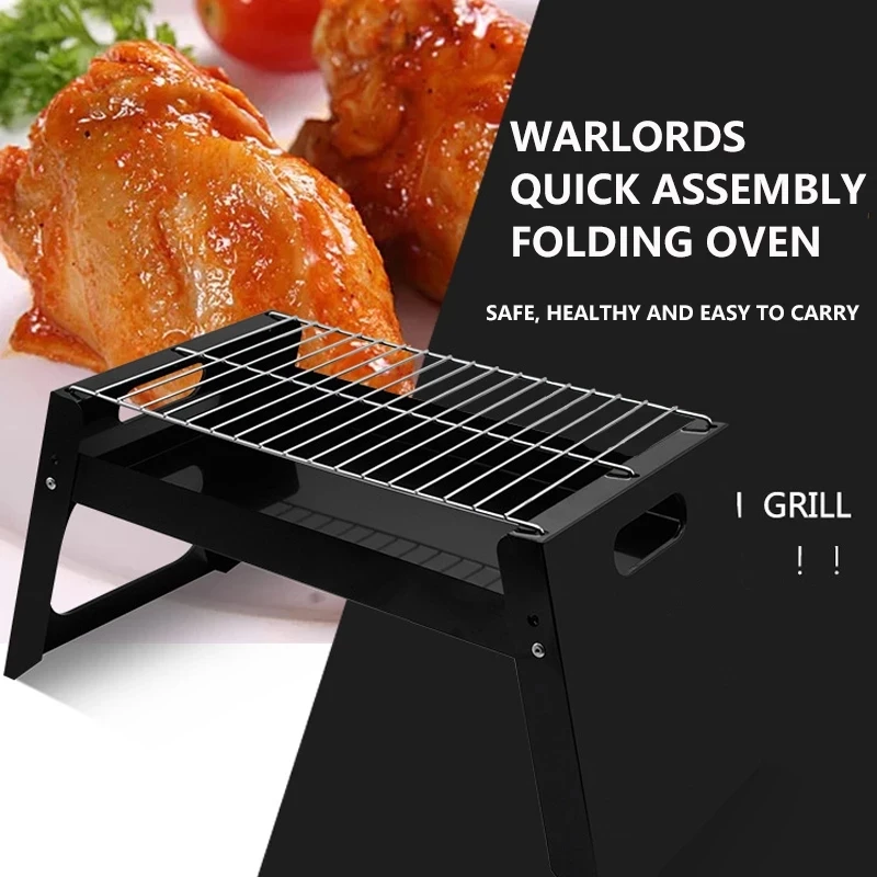 

Portable Charcoal Bbq Grill Mini Collapsible Portable Grill Camping Outdoor Cooking Utensils Party Cooking Tools Portable Grill, Black