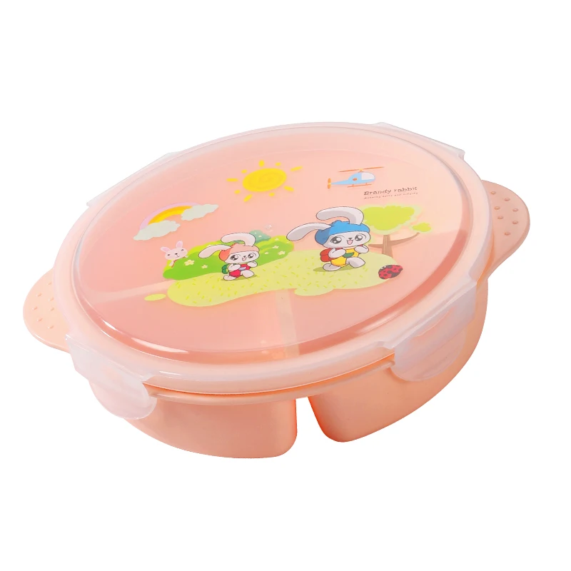 

Round pp cute cartoon kid tableware set 3 pcs feeding dinnerware set, Blue/pink/yellow