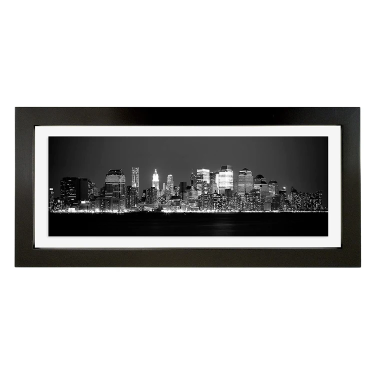 High Quality Black 5.5x13 Inch Wood Float Frame on the wall