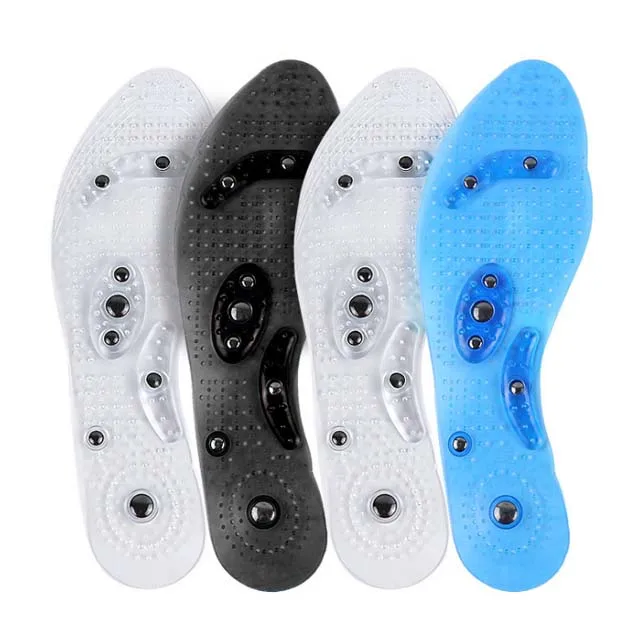 

Amazon Hot sale Free cutting Foot Pain Relief Therapeutic acupuncture Magnetic massage close box Shoes Insoles, Black/blue/transparent