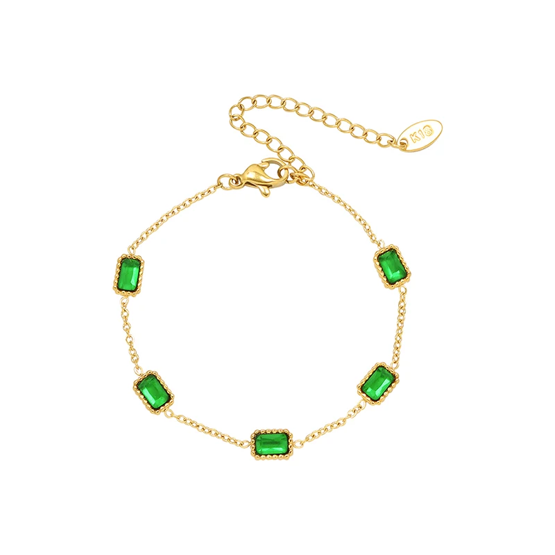 

Bracelet China Feng Shui,Trend Bracelet Bracelets Designs For Girls,Square Emerald Zircon Bracelet 2022, Customized color