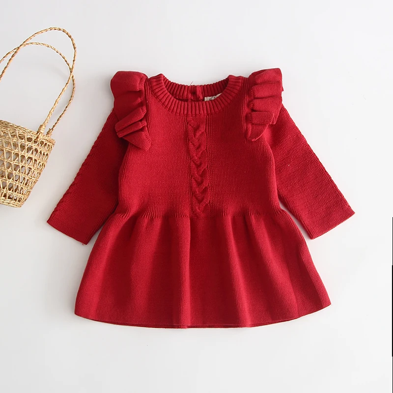 
Newarrival knitted Baby girls sweater dress newborn for Autumn Winter 