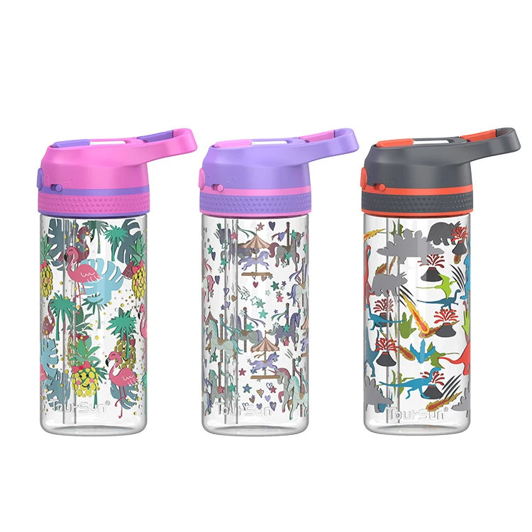 

420ml kawaii children bpa free cute custom logo hot cartoon kids sports water bottle with straw for kids