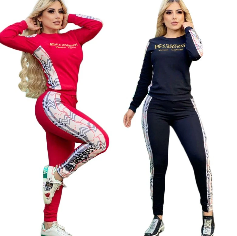 

Hot Selling 2022 Spring Designer Logo New Arrivals Women Hooded Casual Long Letter Jogger Tracksuit Two 2 Piece Pant Sets Women