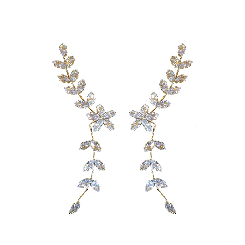 

2021 Spring New Rhinestone Flower Branch Pendant Ear Bone Clip