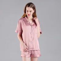 

Fung 3034 New Style Women Silk Sleep Wear ShortSleeve Satin Pyjamas Set
