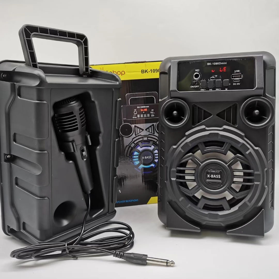 

TWS 4 inch subwoofer portable speaker with large volume BT wireless outdoor speaker with optical microphone and radio, Black