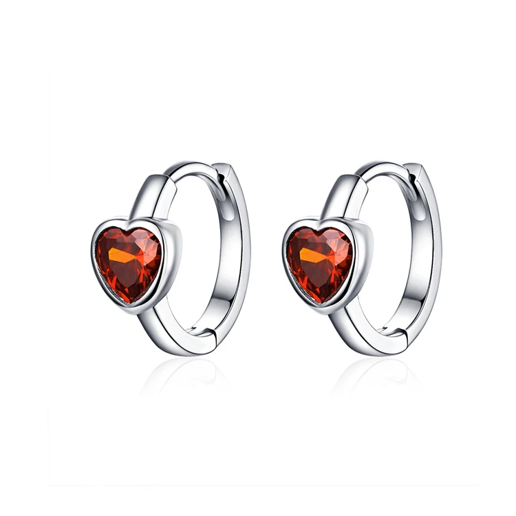 

2019 Qings Heart Shape Hoop Earrings 925 Sterling Silver Plated Platinum Zircon Earrings New Designs Hoop Earrings