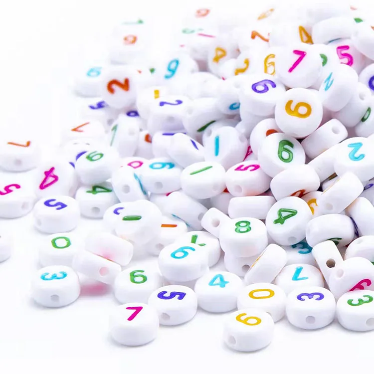 

Factory direct sale oblate color numbers 0-9 acrylic digital beads for children diy and jewelry making