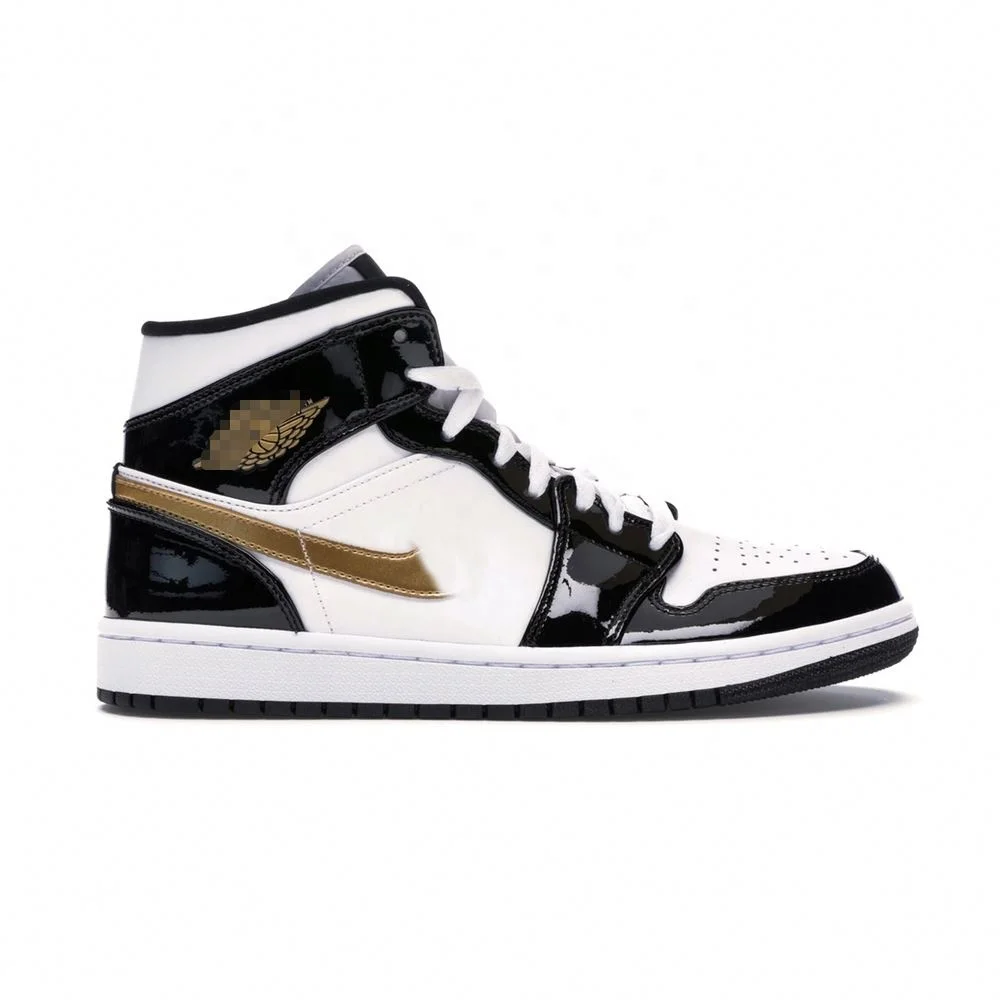

1:1Retro Patent Black White Gold Men Women Fashion Casual Sports Basketball Running Shoes Sneakers -xmdylan