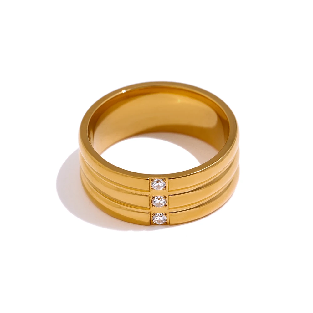 

JINYOU 431 High Quality Cubic Zirconia Ring Wedding Jewelry New Stainless Steel Round Ring