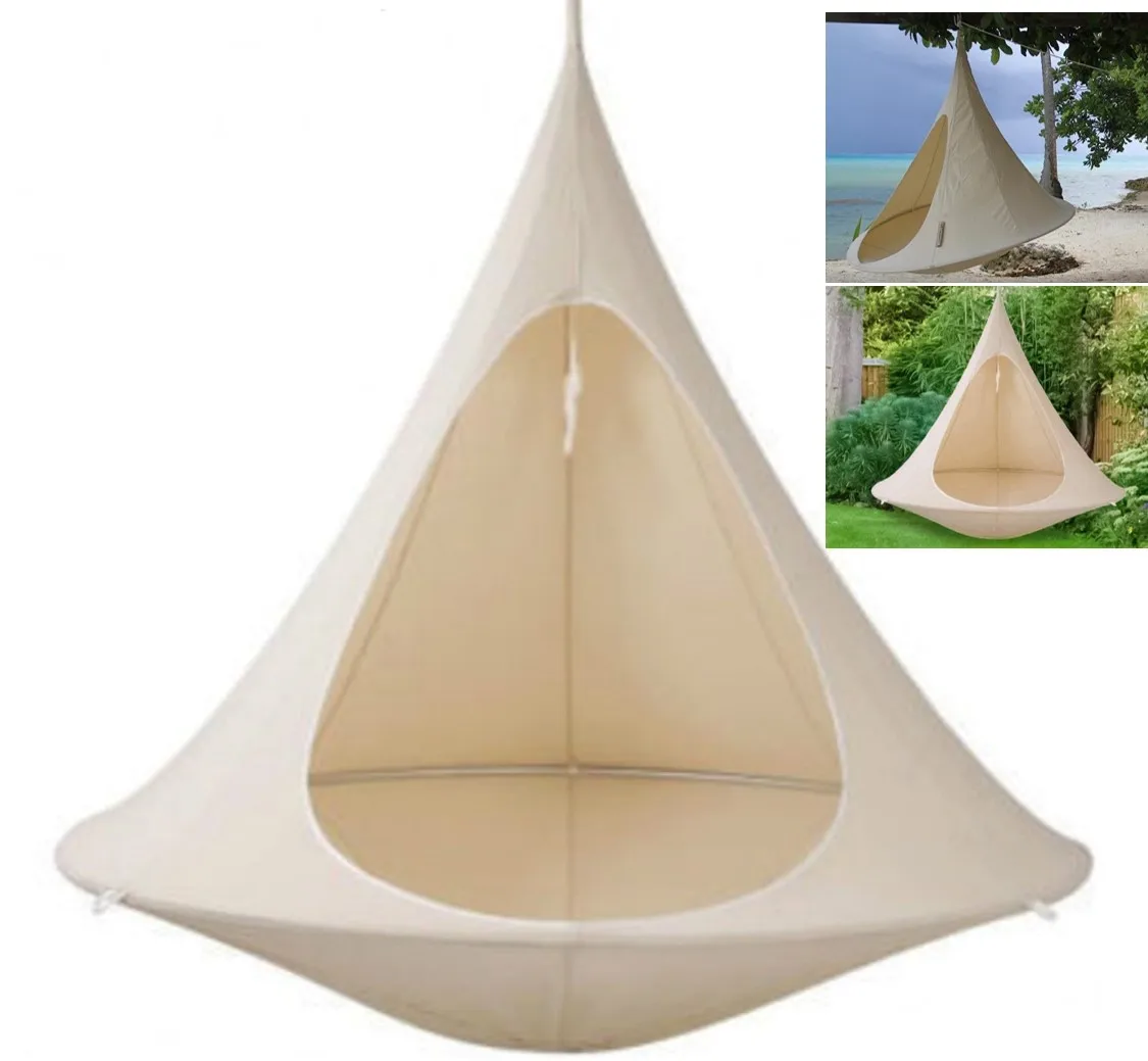 

Hot Sale Swing Double Hanging Chair Kids Play Tent Tree Pod Hammock Outdoor Hanging Swing Bed Hammock Swing, Green, brown, cream-coloured,purplish red