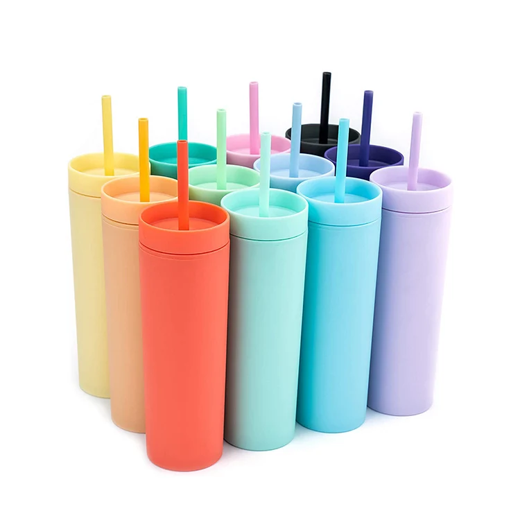 

Amazon Hot Sale 20oz Custom Logo Printing Quality Water Drink Bottle Plastic Tumblers Skinny Tumbler With Straw, Customized color