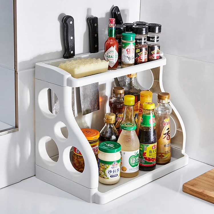 

Kitchen Storage Shelf Seasoning Rack Jar Bottles Storage Racks Plastic Stand Holder