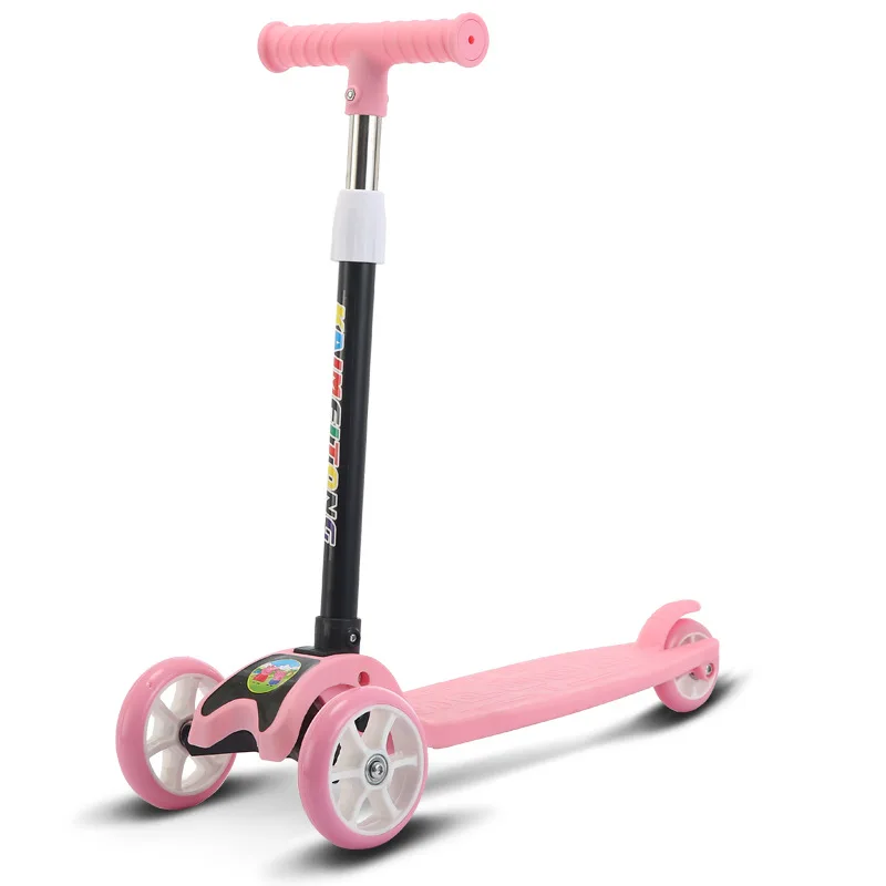 

3 Wheels Folding Foot Scooters Balance Bike Adjustable Height Skateboard Kick Scooter For Baby Children's Kick Scooter, Blue, princess pink
