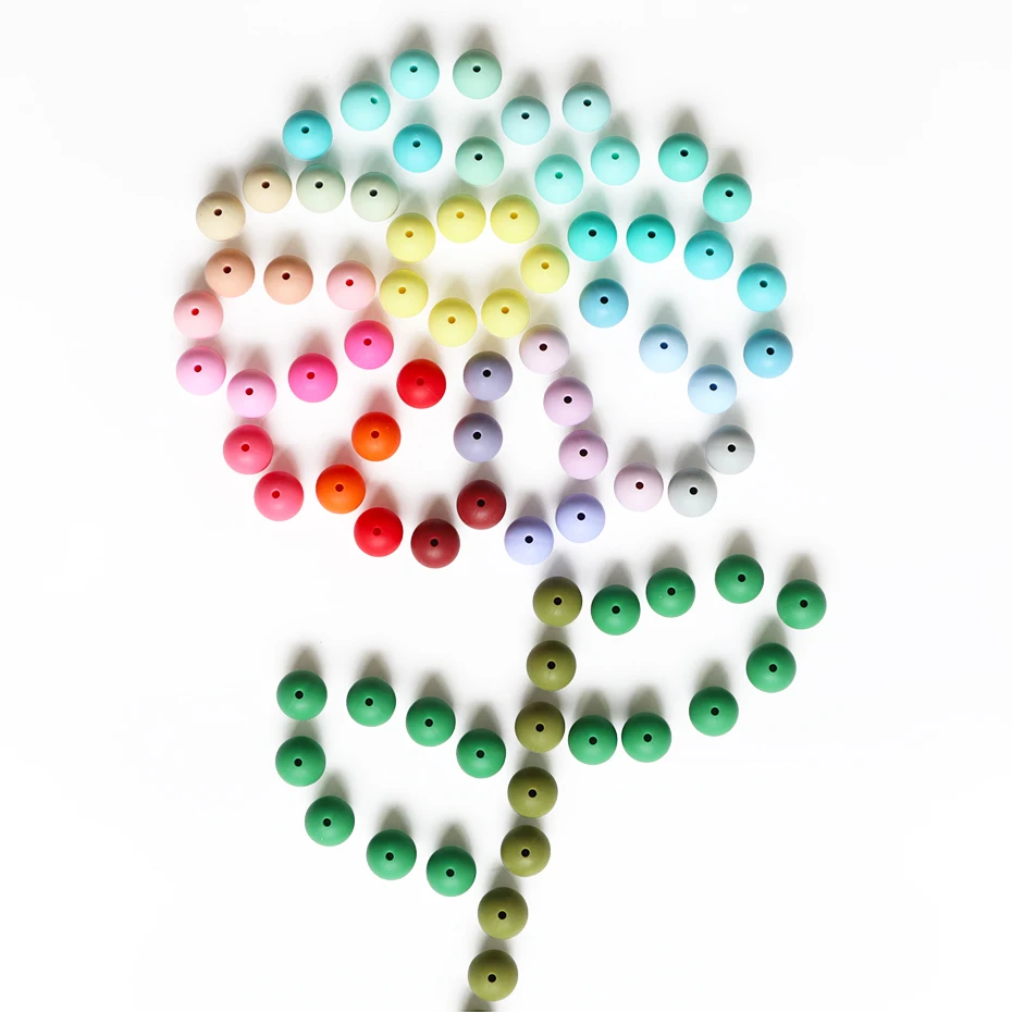 

9 /12 /15 /20 mm Food Grade Silicon Baby Toddler Pacifier Teething Chain Clip Silicone Round Bead, Mixed color