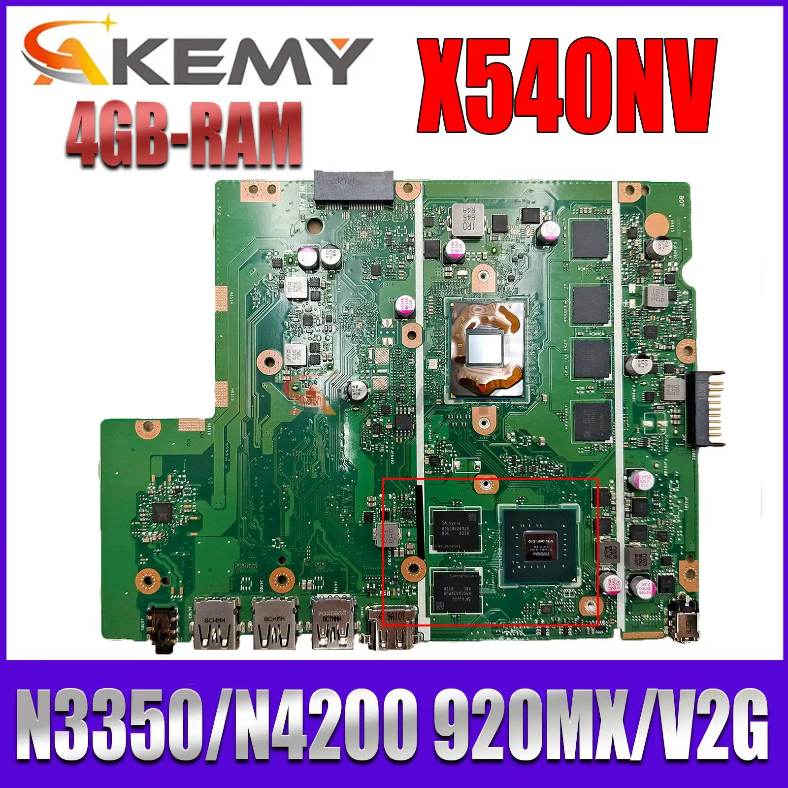 

Mainboard X540NV X540N D540NV F540NV A540NV R540NV X580NV Laptop Motherboard N3350/N3450 N4200 920MX/V2G RAM-4GB/8GB