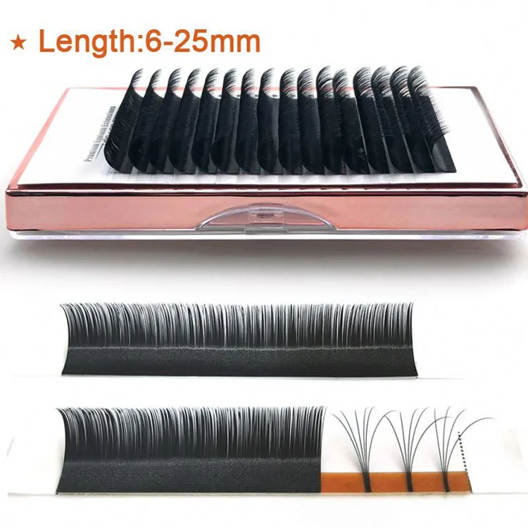 

private label self fanning lash extensions private label easy blooming lash tray crystalized eyelash extension fans, Natural black