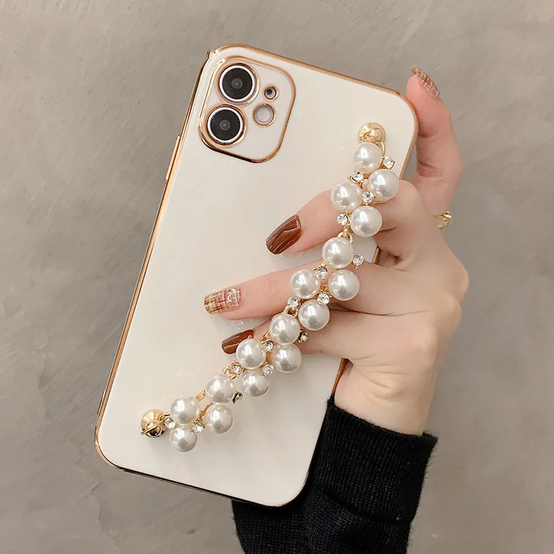 

Fashion Pearl chain women's mobile phone case is suitable for Apple iPhone12 11 pro max ix xr 7p tpu soft shell protective cover