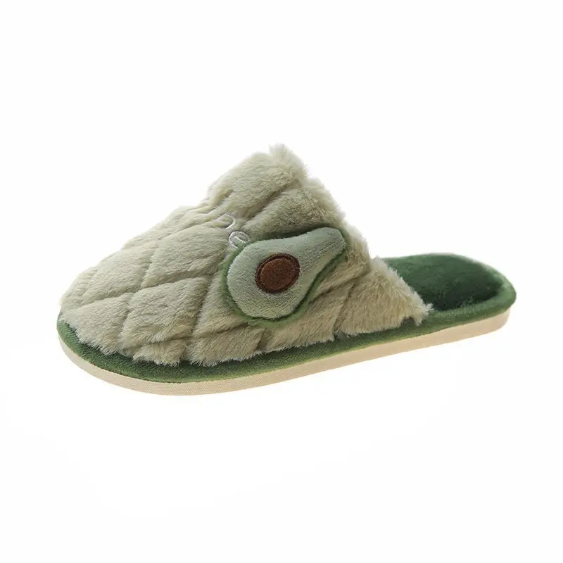 

Autumn and Winter Couple Cotton Slippers Cartoon Plush Slippers Solid Color Flat-heel Home Furry Slippers, 5 colors