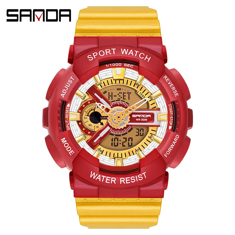 

Sanda silicone sports couple electronic waterproof watch