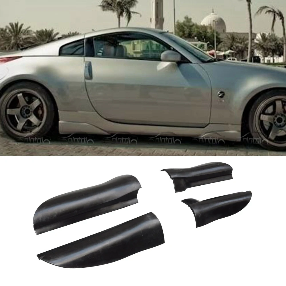 4pc Style Pu Car Side Skirts Extension Auto Carbon Side Skirt For