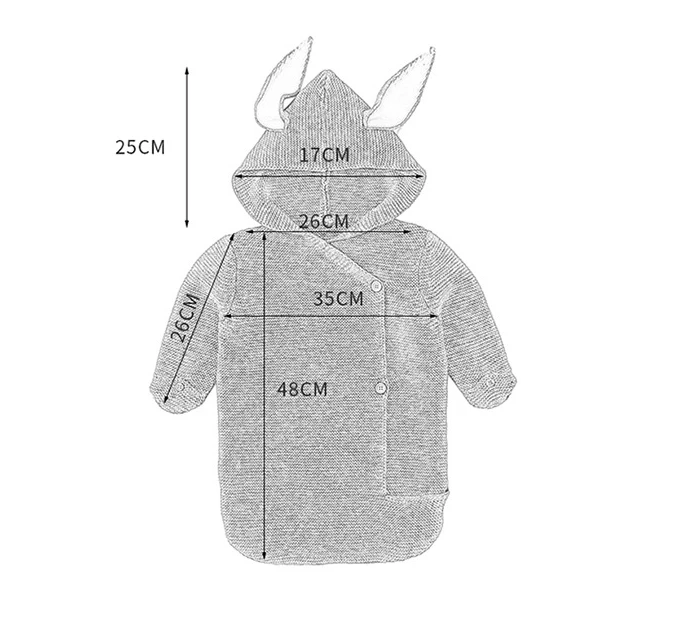 
Rabbit Animal Folded Cuff Knitted Outfit Envelope Baby Sweater Sleep Sack 