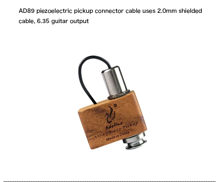 Adeline Piezo Acoustic Guitar Pickup Soundhole Violin Guitar Ukelele Solid Wood 4*4*2cm Cn;gua