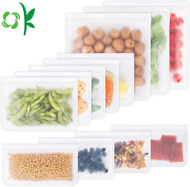 

OKSILICONE Factory Price Food Storage Bag For Kitchen Frozen Food Fruit Preservation Bag Refrigerator Lunch Storage Sealed Bag, Translucent