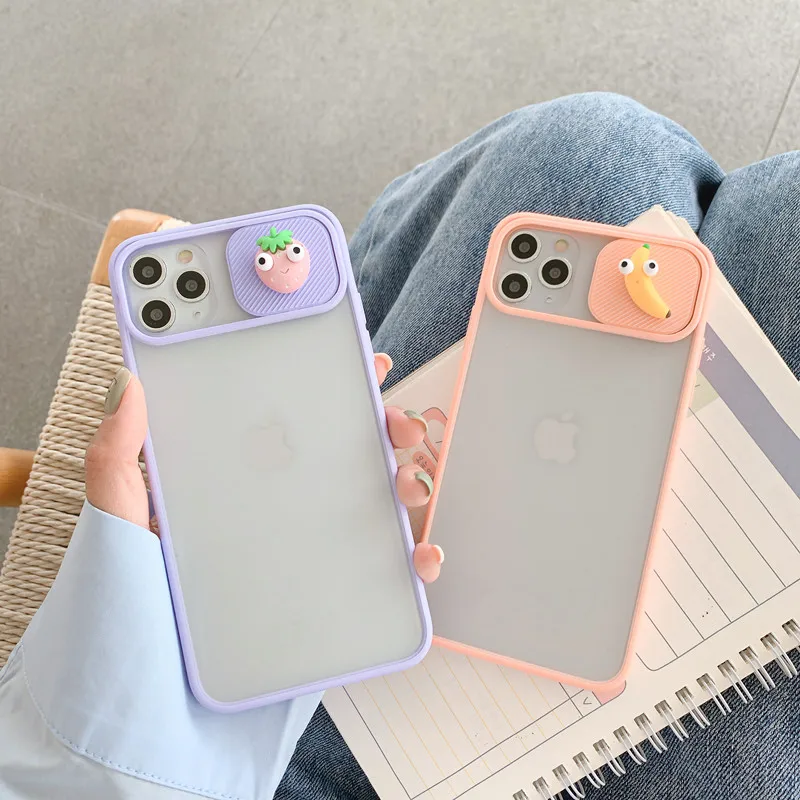 

Cartoons Camera protection 3D funny eyes fruit banana phone case for iphone 11 Pro Max 7 8 Plus X XS XR MAX SE 2020 case