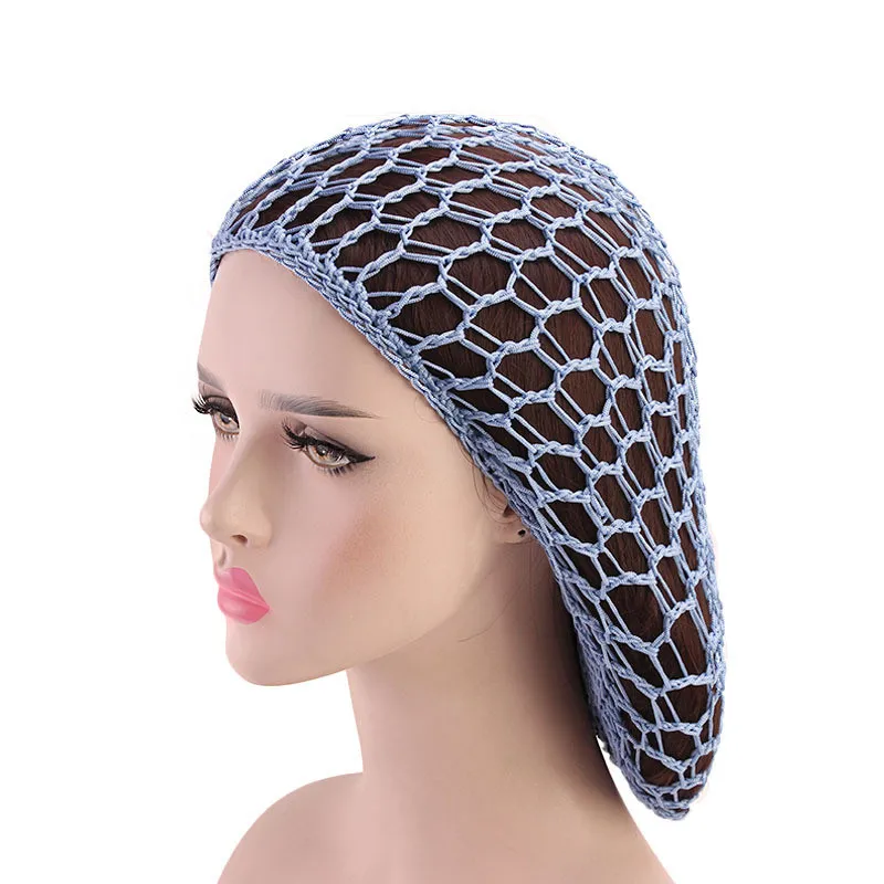 

Wholesale women mesh hair net crochet cappy hat snood sleeping night cover turban rayon knit hairnet