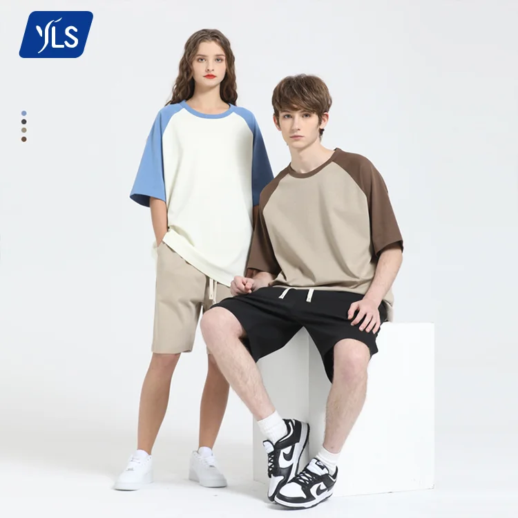YLS1174 210GSM Twill Fabric Tagless T Shirts Cotton Splice Two Tone Ringer Premium Oversized Tshirt High Quality Men