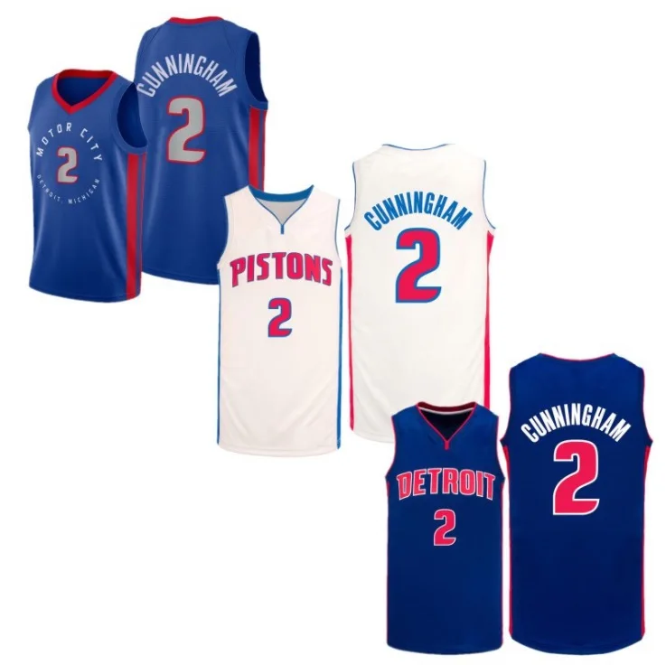 

New Stitched City Edition Basketball Jersey Men's Detroit Piston #2 Cade Cunningham Custom 2021/22 75 Anniversary Jersey, As picture