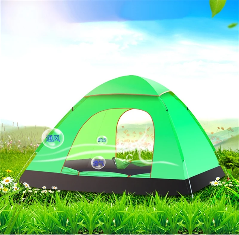 

1PC Waterproof Automatic Pop Up Tent Outdoor Single Layer Hiking Traveling 3-4 Person Quick Camping Tent, Blue, dark green,orange, grass green