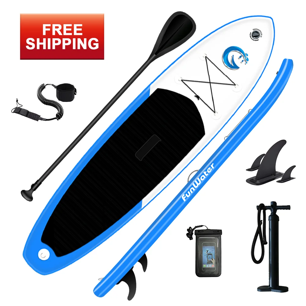 

FUNWATER Free shipping inflatable stand up paddle fishing isup with paddle sup surfing board inflatable paddle board, Blue