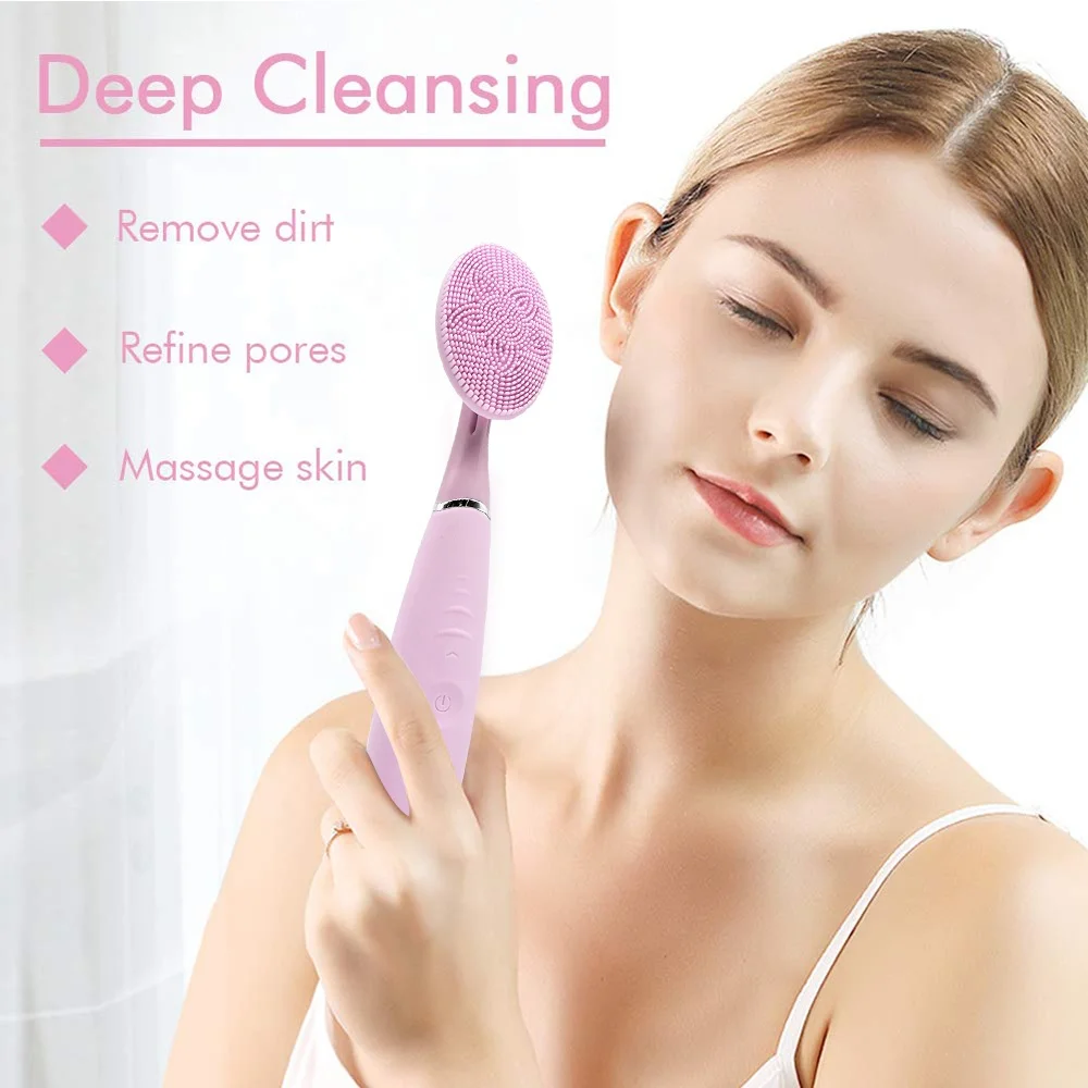 

Amazon Beauty Supplier Factory Wholesale USB Waterproof Skin Care Silicone Face Washing Brush