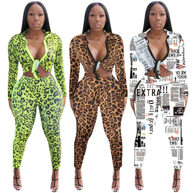 

Fashion Casual Vintage Sexy Women Sets Tracksuit Sportswear Long Sleeve Cardigan Coat High Waist Two Piece Suits, Picture