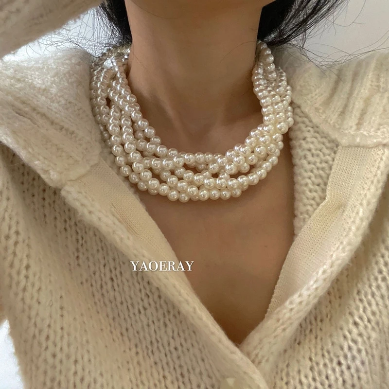 

custom heavy popular Elegant Simulated Pearl Bridal Jewelry Sets Wedding Jewelry Necklaces Earrings Sets