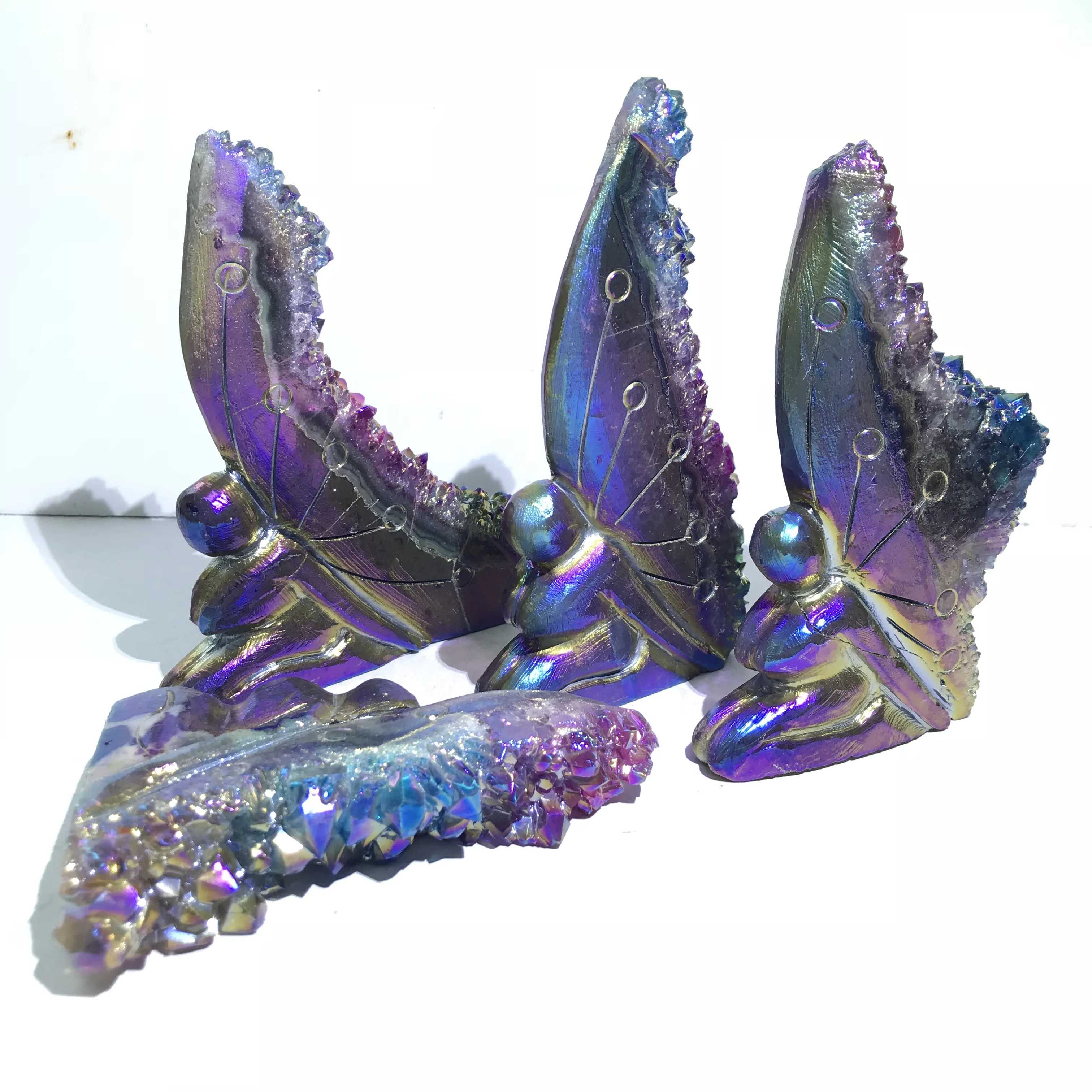 

Wholesale Natural angel aura amethyst cluster fairies carvings crystal for healing gift