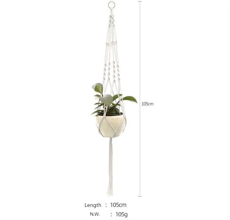 

Macrame Plant Hanger Indoor Outdoor Hanging Planter Basket Cotton Rope, Customized color